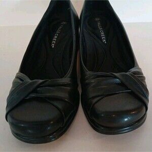 Falls Creek Mimi Black Womens 8W Slip-ons Knot Design Shoes Comfort Casual